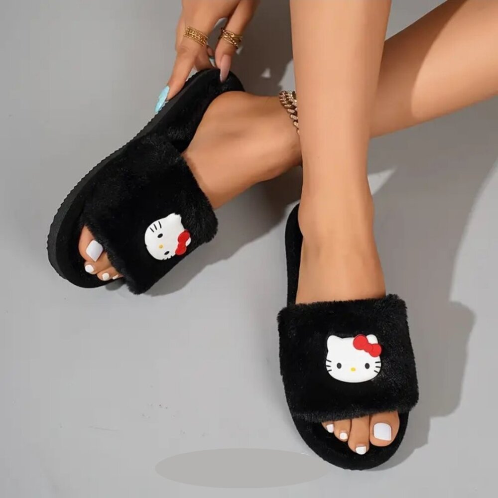 Hello Kitty Slip-On Slippers, Size 9.5 - 10